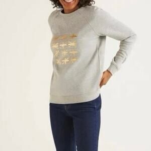 Boden The Sweatshirt Gray Soft Lined Union Jack Metallic Size Small